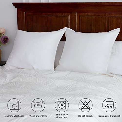 Simple&Opulence ES-LC01 Linen Euro Shams Basic Style Solid Color 24X24 Inch Pack Of 2 Flax Cotton Blend Decor Throw Pillow Covers Soft Breathable Farmhouse Pillow Shams thumb #3