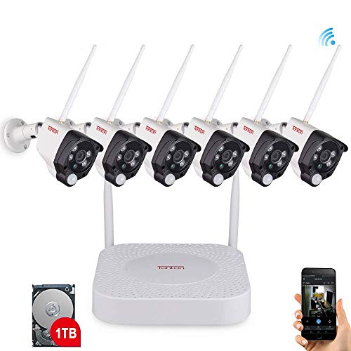 Preisvergleich Produktbild [Audioaufnahme +PIR Bewegungsmelder] Tonton Wireless NVR System WLAN Überwachungssystem 8CH 1080P Audio NVR mit 6 x 1080P WLAN Außen Kamera +1TB Festplatte Onlinezugriff für Innen und Außenbereich