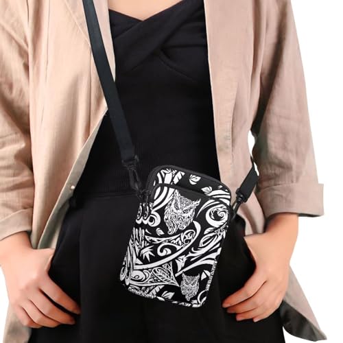 Image of Hawaiian Tribal Small Crossbody Bags for Women Cell Phone Bag Purse, Sea Turtle Zipper Sling Purses Shoulder Bag