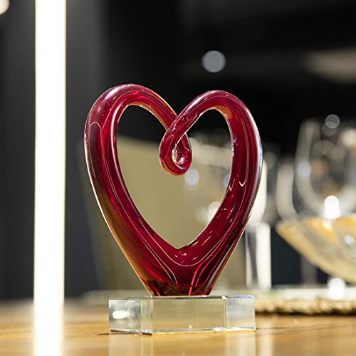 Escultura de cristal rojo en forma de corazón 5.4 pulgadas miniatura 4