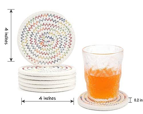 Dajamai Set Of 6 Oval Woven Placemats, 6 Pcs Round Fabric Coasters And 6 Pack Oval Cotton Woven Placemats Set, Cotton Braided Coasters And Place Mats Set For Dining Kitchen Table (Rainbow) #TOP6