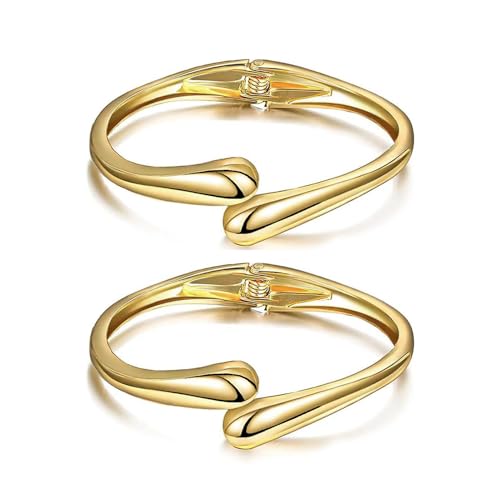 Image of MTINEAPS Gold Bangle Bracelets for Women Teens Trendy Chunky Adjustable Twist Cuff Bracelet Jewelry Gifts (Gold-2 PC)
