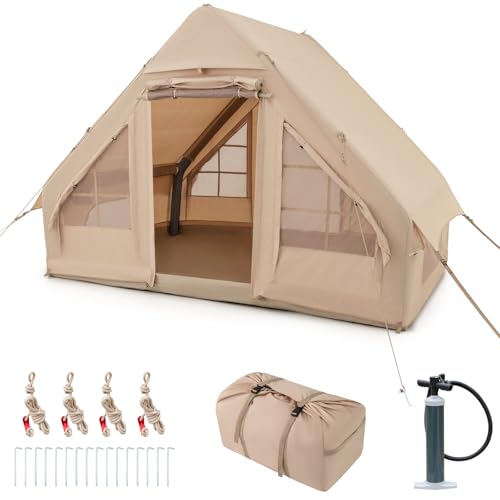 COSTWAY Tienda de Campaña Hinchable para 4-6 Personas, 7 Ventanas de Malla, 2 Puertas, la Tienda...