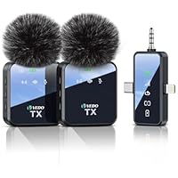 VEDO Microfone de Lapela Sem Fio 3 em 1: Compatível com iPhone/Android/Câmera, Alcance de 25 m, Bateria de 18 horas, Ideal para Entrevistas, Vlogs, YouTube e TikTok