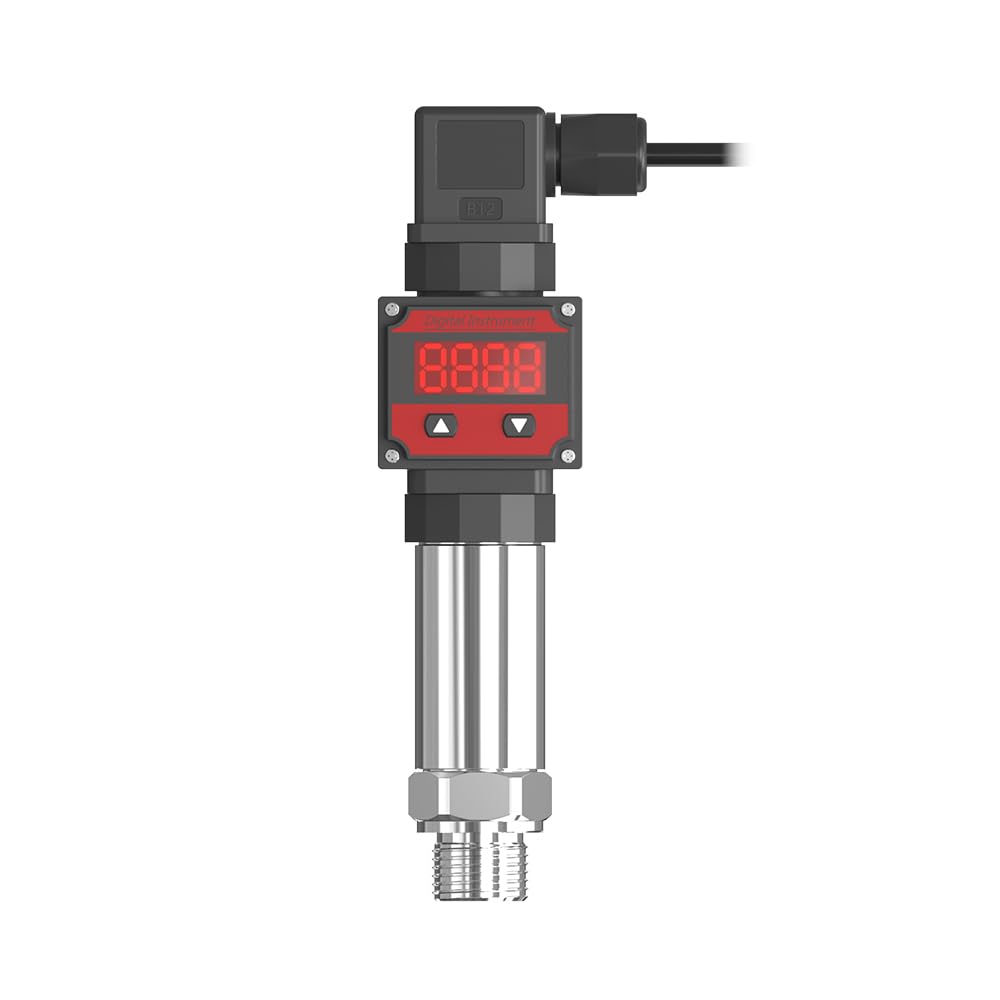 LEFOO Digital Pressure Transmitter 4-20mA Pressure Sensor Transducer with LCD Digital Display (Power Supply: 12-30VDC, Pressure Range: 0-435PSI)