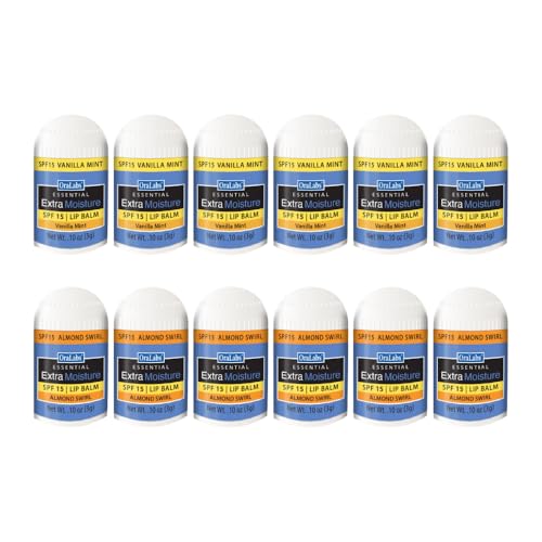 Essential Moisture Mini Lip Balm - Vanilla Mint 12 Count SPF 15 Lip Care Great for Weddings Parties Favors and Everyday Use (Variety)