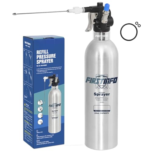 FIRSTINFO A1635 Patented Max. Pressure 110 psi 650ml Aluminum Canister Aerosol Refillable Fluid...