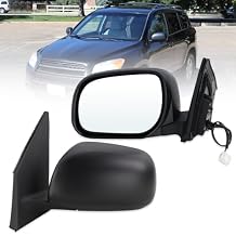 Left Driver Side Mirror Compatible With 2009 2010 2011 2012 Toyota RAV4 With Manual Folding Power Glass Matte Black Replace#8794042B103PinsJapan Bulit
