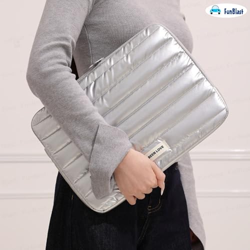 Image of FunBlast Padded Laptop Cover Bag - Laptop Sleeve Bag, Multifunctional Shockproof, Waterproof Laptop Case, 14 Inches Business Bags for Business, Travel, College (Silver)