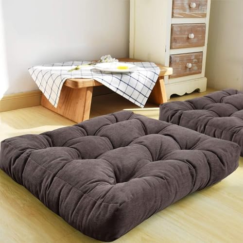 Image of Floor Pillow, Square Meditation Pillow for Seating on Floor Solid Thick Tufted Seat Cushion Meditation Cushion for Yoga Living Room Sofa Balcony Outdoor