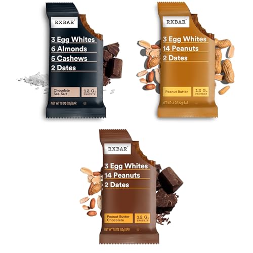 Image of RXBAR Protein Bars, 12g Protein, Gluten Free Snacks, 3-Flavor Variety Pack, 18.3oz Box (10 Bars)