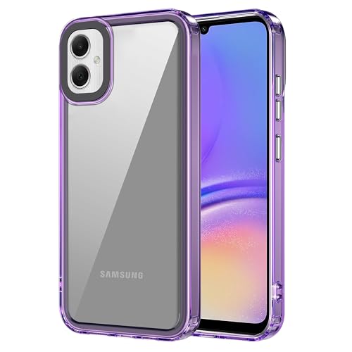 amazon basics Back Case Cover for Samsung Galaxy F05 | Compatible for Samsung Galaxy F05 Back Cover | Case Cover with Camera Protection | (TPU + PC | Translucent Purple)