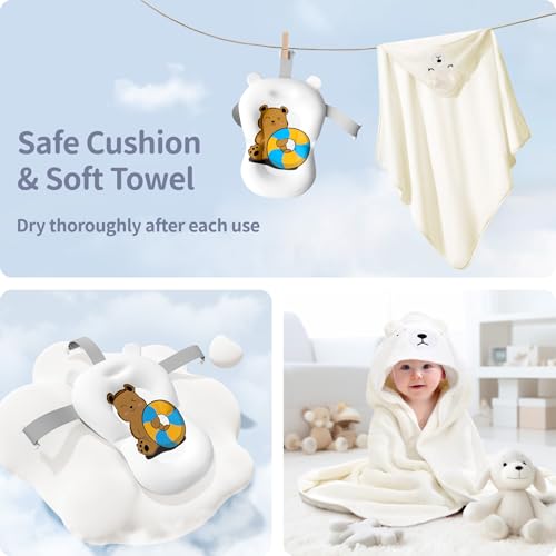 Image of Collapsible Baby Bathtub for Newborn to Toddler (0-18 Months) - Foldable Baby Bath Tub with Soft Towel, Newborn& Infant Bathtub for Travel and Outdoor, Pink