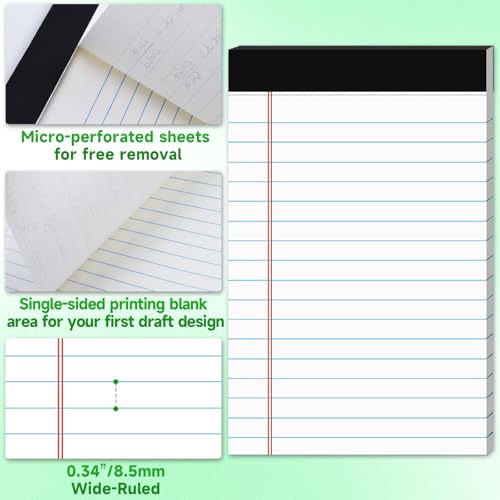Image of 48 Pack Legal Pads Bulk,5 x 8 Inch White Notepad, Note Pads College Ruled Perforated Memo Pad for Work Study Daily Note Taking List, Lined Writing Pads Memo Refills Notepads for Office Home School