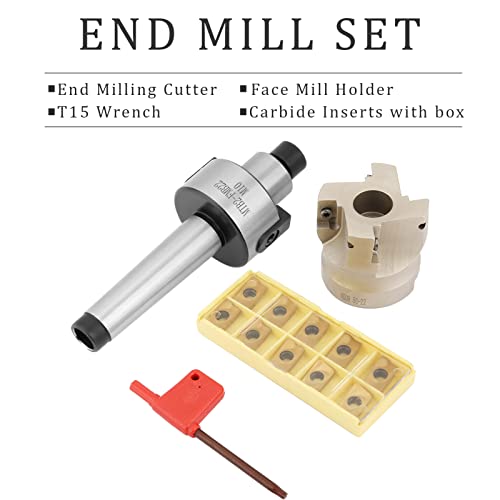 Image of End Mill Set, End Mill Cutter,with Face Mill Holder, Wrench,Carbide Inserts,for Machining