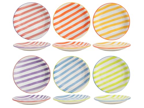 Cookinglife Summer Vibes Conjunto de 6 pratos de sobremesa, cerâmica, diâmetro de 19 cm, multicolor, 6 unidades, adequado para máquina de lavar louça, micro-ondas e forno