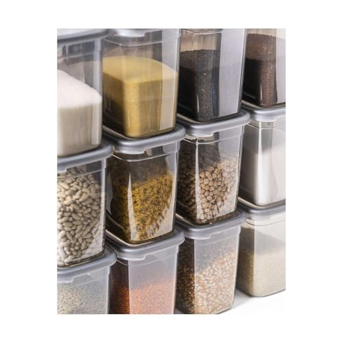 Image of HomeWiz Airtight Kitchen Storage Box 1100ml Pack of 6 | Food Grade BPA-Free Kitchen Jars | Storage & Containers Set | Container Set For Pulses | Unbreakable Plastic Container Set |Multipurpose Storage