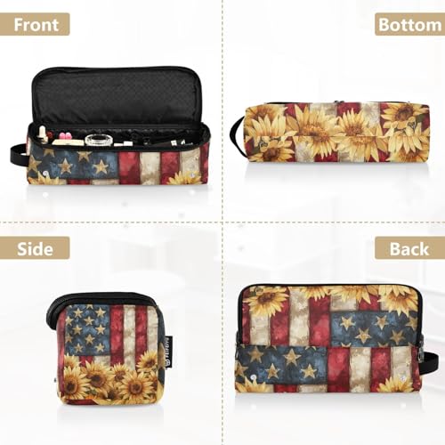 Estuche de viaje 2-en-1 para rizador con almohadilla resistente al calor, gran capacidad organizadora para planchas de pelo, rizadores y alisadores, diseño Americana Sunflower Blend miniatura 5