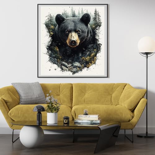 Image of Moohue Cross Stitch Kit - Mountain Animal Bear - 14ct Counted Cross Stitch Patterns Kits - Adults Needlepoint Kits