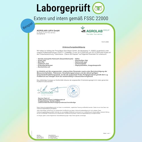 Vitamin B2 Kapseln - hochdosiert 200 mg Riboflavin - bioaktiv & vegan - Produktion in Deutschland - ohne Zusatzstoffe & laborgeprüft - für Erwachsene & Kinder - Kapseln statt Tropfen - Vitamineule