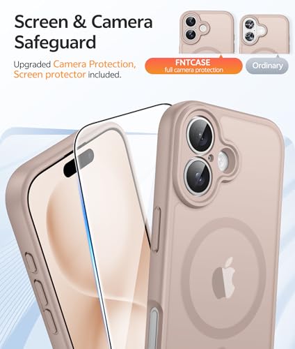 Image of FNTCASE for iPhone 16 Plus Case: [Compatible with Magsafe] Translucent Matte Cases with [Full Camera Protection] [Screen Protector] Military Grade Shockproof Protective Phone Cover - Desert Gold