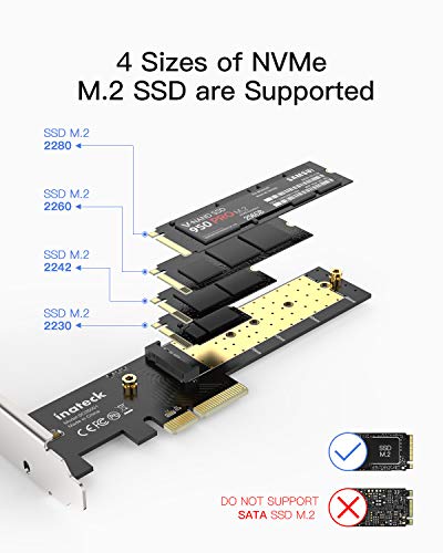 image for Inateck M.2 PCIe SSD Adapter,M.2 to PCIe 3.0 x4 Adapter - Support M.2 