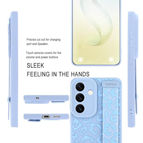 Image of Compatible with Samsung Galaxy S26 Plus Case with Strap Wrist Blue | Cheetah Print Shockproof Soft TPU Protective Cover for Women Girls, Slim Anti Scratch Case 6.7 Inch, Blue