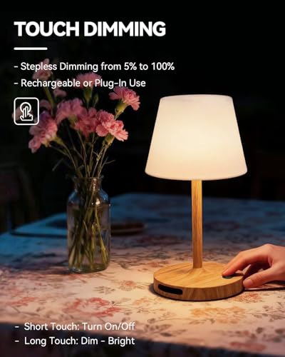 SAIWEYA Outdoor Waterproof Shower Lamp, 5200mAh Cordless Rechargeable Table Lamp with Touch Dimming, IP65 Wireless LED Night Light for Patio, Camping, Bathroom, Restaurant & Kitchen SAIWEYA Outdoor Waterproof Shower Lamp, 5200mAh Cordless Rechargeable Table Lamp with Touch Dimming, IP65 Wireless LED Night Light for Patio, Camping, Bathroom, Restaurant & Kitchen - Image 3