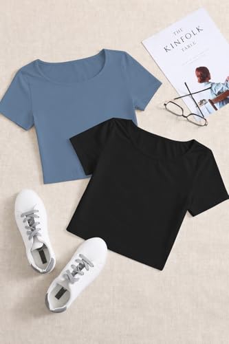 Image of KERI PERRY Tops for Women Crop Top for Women's Tank Activewear Tee Sports Work Out Wear Casual Round Neck Cotton Camisole Pack of 2