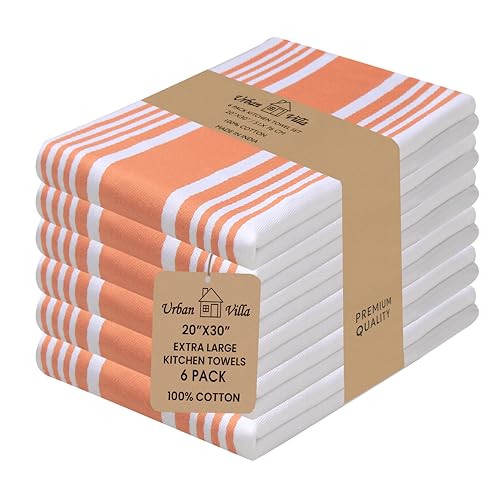 Urban Villa 100% Cotton Kitchen Towels, Pack of 6