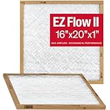 Flanders EZ-Flow II 16x20x1 Air Filters, MERV 1 - Furnace, HVAC, and AC Replacement Filter, High-Airflow Fiberglass Media, 10055.011620 (Pack of 2)