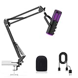 Ortizan Microfono da gioco USB, microfoni a condensatore per PC, PS4/5 e Mac, microfono podcast con cancellazione del rumore con muto, riverbero, monitoraggio, braccio regolabile, filtro per streaming