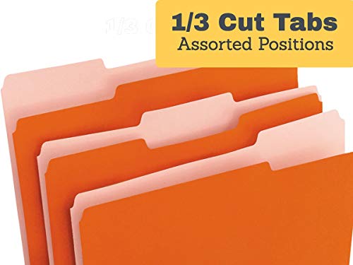 1Intheoffice Orange File Folder, Durable Folder, File Folder Letter Size, 1/3 Cut Assorted Tab, 24 Pcs (24) #TOP3