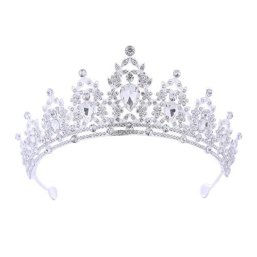 Womens Girls Imitation Crystal Glitter Rhinestone Headband Ladies Alloy Jewelry Wedding Bride Crown Hairband (silvery)