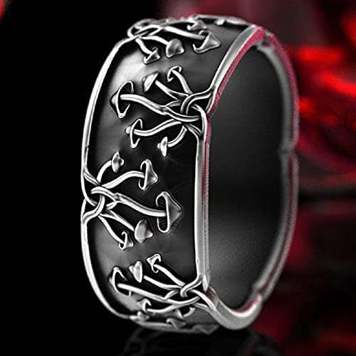 Mushroom Ring For Men, Viking Gothic Mushrooms Ring Hip Hop Band Ring Men’s Punk Mushroom Ring Jewelry Gift Father's Day Accessories (8) #TOP1