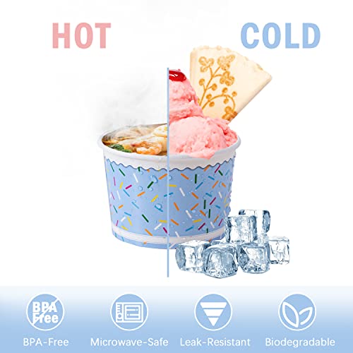 image for Lamosi Ice Cream Bowls Disposable - 100 Count - 11 oz Paper Ice Cream 