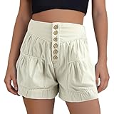 Trainingshose für Damen, Sommer, lockere Passform, Sport, Fußball, schmale Passform, für Reisen, öffentliche elastische Taille, Klasse, Yoga, weiß, L