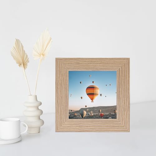 Image of JCJMY 3x3 Picture Frame for Tabletop, 3 x 3 Square Photo Frame with Shatter Resistant Plexiglass, Sturdy 3 by 3 Poster Frame, Rustic Brown