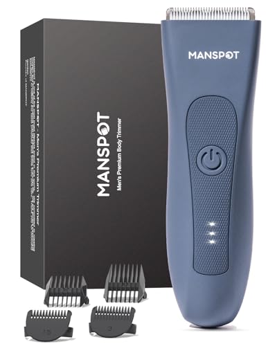 Image of MANSPOT Trimmers For Man, Electric Body Shaver Balls Trimmer Rechargeable with Hypoallergenic Ceramic Blade, Waterproof Wet /Dry Men's Body Groomers for Body Balls Legs Pubic Private Parts Hair (Blue Light)