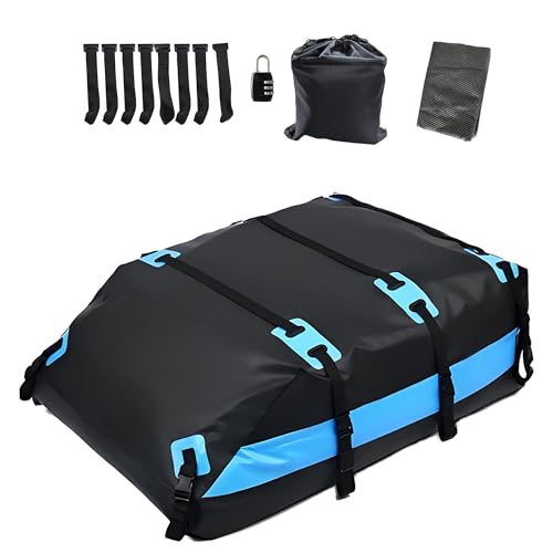 ルーフキャリアバック 900PVC 高密度 完全防水 ルーフバック レール不要 紫外線防止 大容量595L 車載用 折りたたみ可能 コンパクト収納 二重ロック安心設計 ブルー