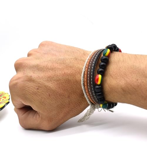 Multicolor Bob Marley, Rastafari, Hippie and Jamaican Men's and Women's Bracelet2