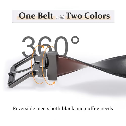Men’s Belt Dress Casual Reversible 1.5 Leather Belt Rotated Buckle3