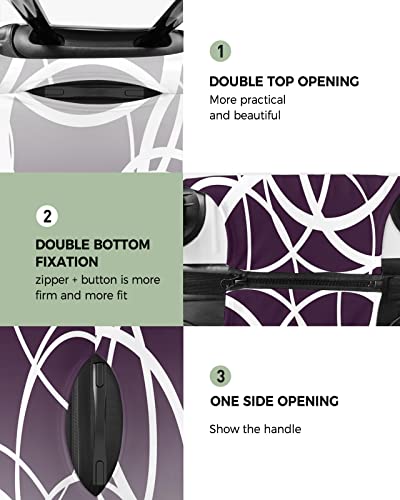 Travel Luggage Cover Spandex Elastic Suitcase Cover for Luggage, Scratch Proof Luggage Cover Protector for Trunk Case 29-32 Inch Luggage, Modern Art Circle Ombre Line Purple2