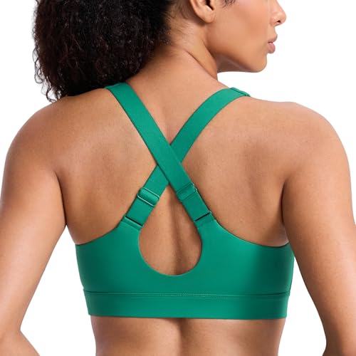 Image of CRZ YOGA Butterbreeze Cross Back Sports Bras | Medium Support, Removable Pads, Training, Fast Dry, Scoop Neck, Cut-Out, Adjustable Wide Straps, for Women