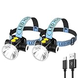 PINSAI 2 Pack Mini LED Headlamp Super Bright Adult Small Headlight Spotlight Waterproof Outdoor Hunt