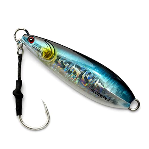 BLUEWING Fishing Lures Saltwater Slow Pitch Vertical Jigs Fish Sinking Jigging Bait with Stainless Steel Hook 250g Blue