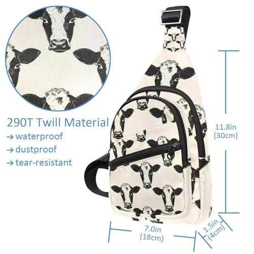 Mochila cruzada para running y senderismo con diseño de vaca negra 4