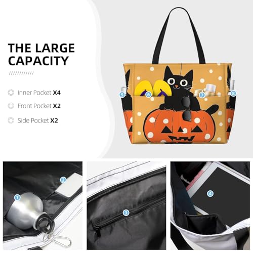 Funny Egg Print Large Beach Tote Bag Women Waterproof Sandproof Zipper Beach Tote Bag For Pool Gym Grocery Travel With Wet4