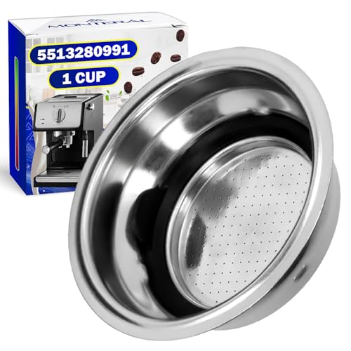 Filtri Caffe 1 Tazza - con Codice Originale 5513280991 - Adatto per DeLonghi - Filtro Caffe Adatto a Portafiltro - Garanzia di 10 Anni - MONTERAL