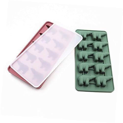 Molde de silicona forma oso con tapa para cubos de hielo miniatura 1